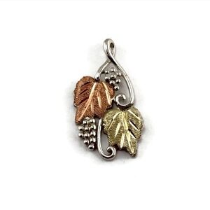 10kt Black Hills Gold On Sterling Silver Grape and Leaves Pendant- 3.5 grams